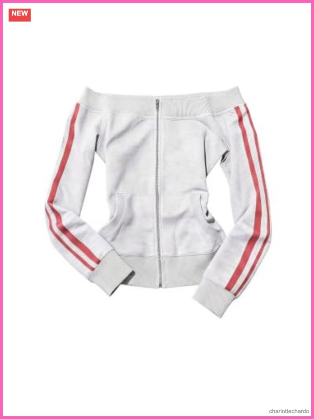 Off Shoulder Sweatshirt Side Striped Long Sleeve Zip Up Slim Fit Stretchy